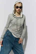 Sheer hoodie long tee