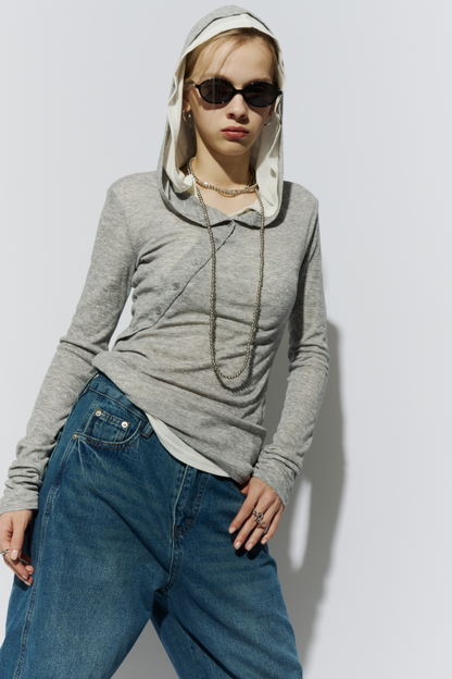 Sheer hoodie long tee