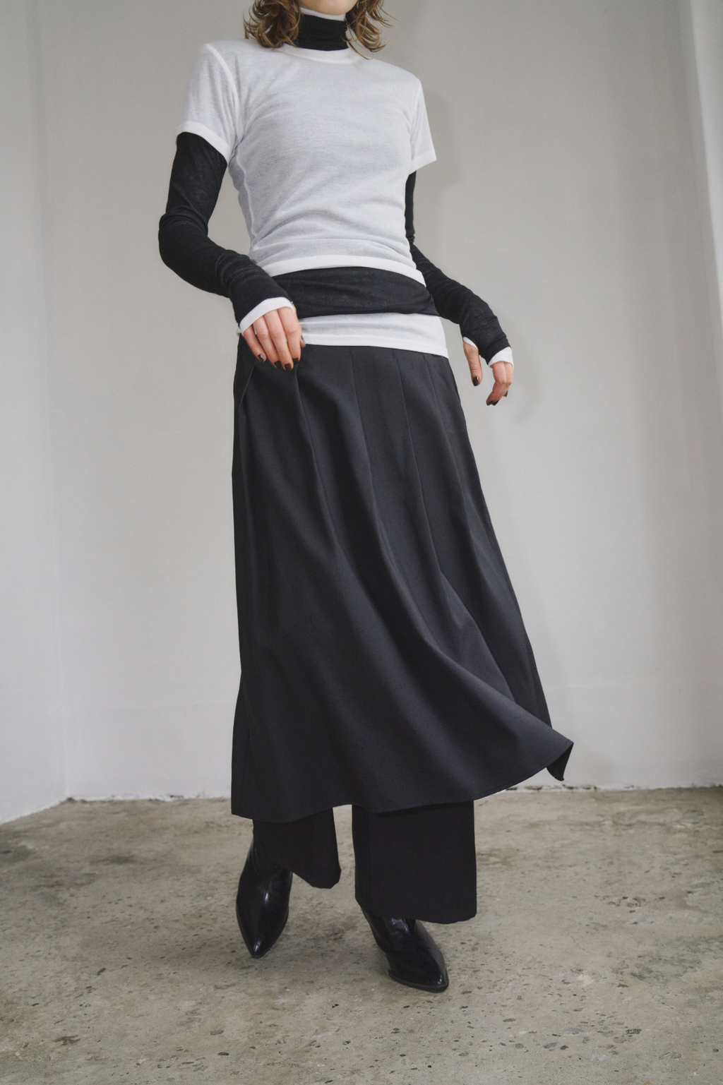Skirt layered pants