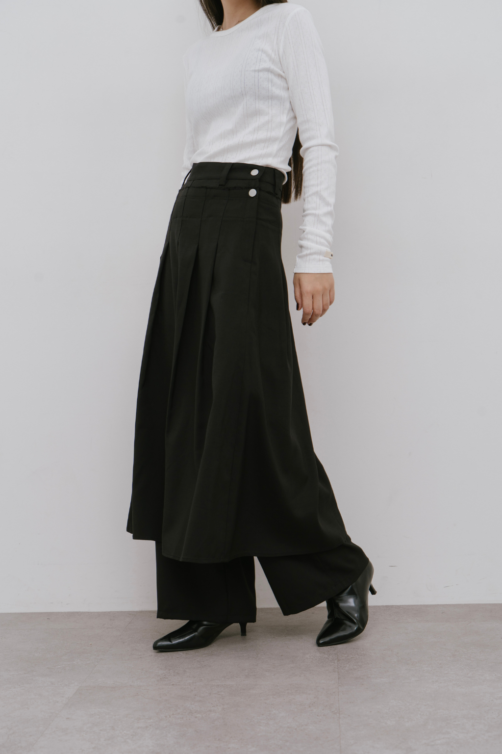 Skirt layered pants