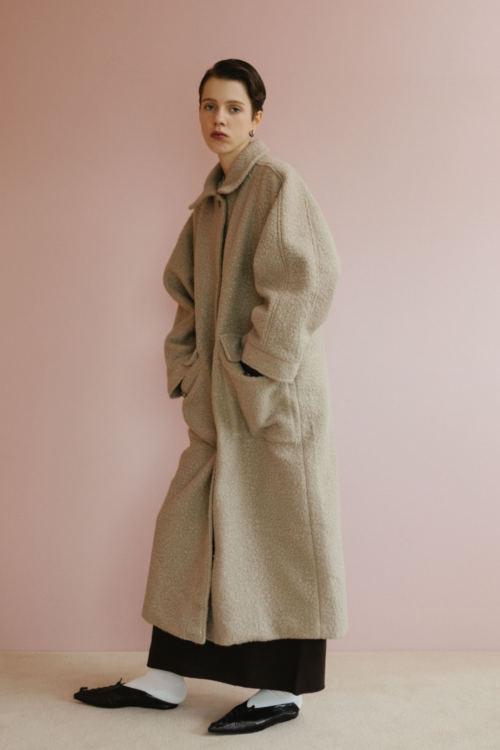 Boucle sten collar long coat