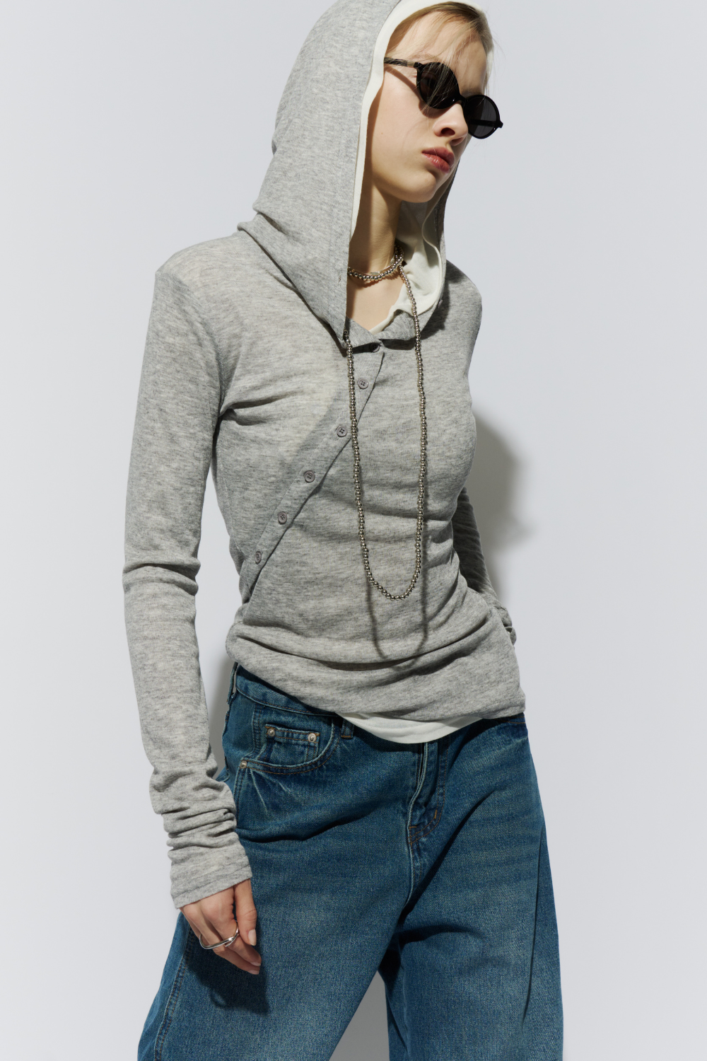 Sheer hoodie long tee