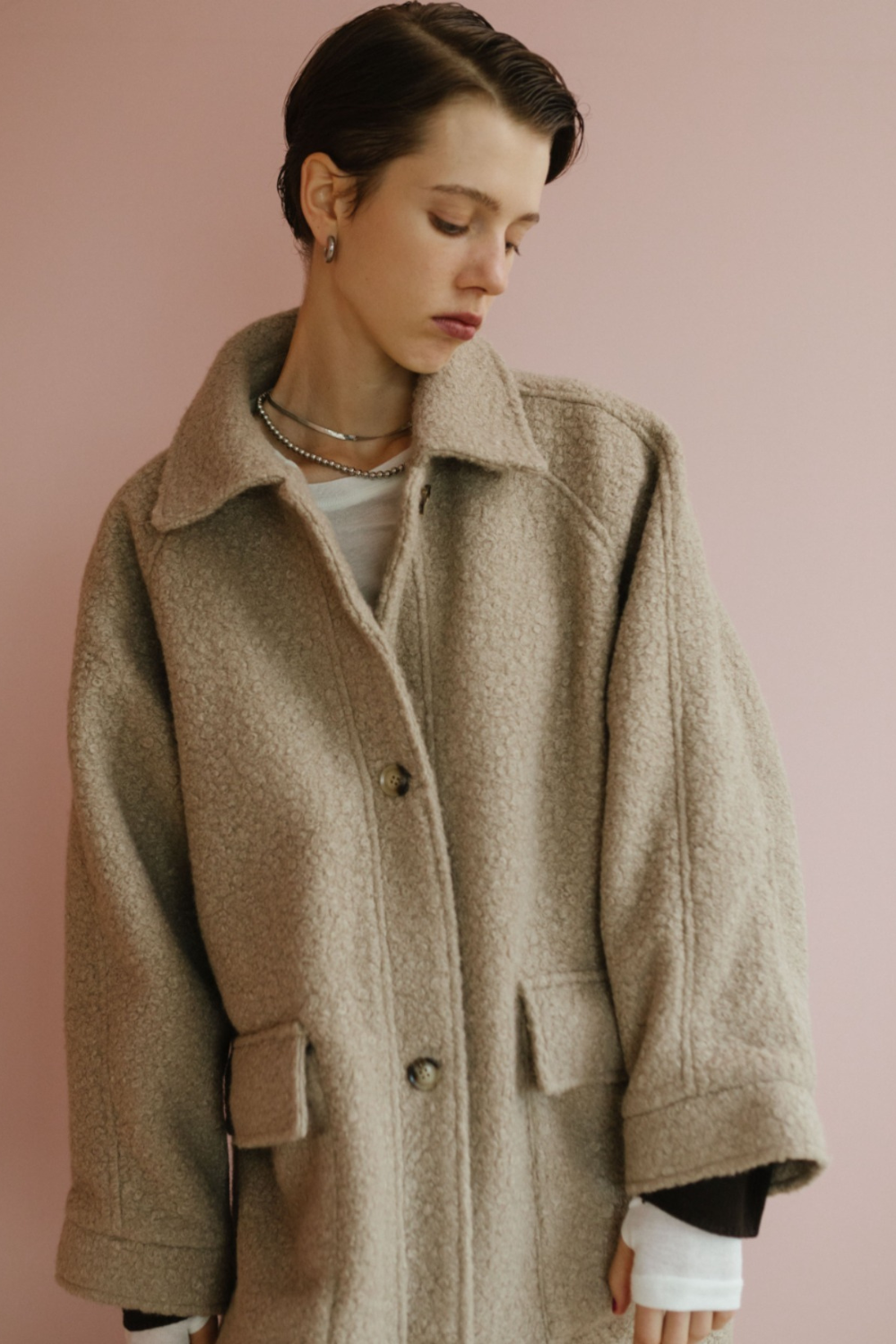 Boucle sten collar long coat