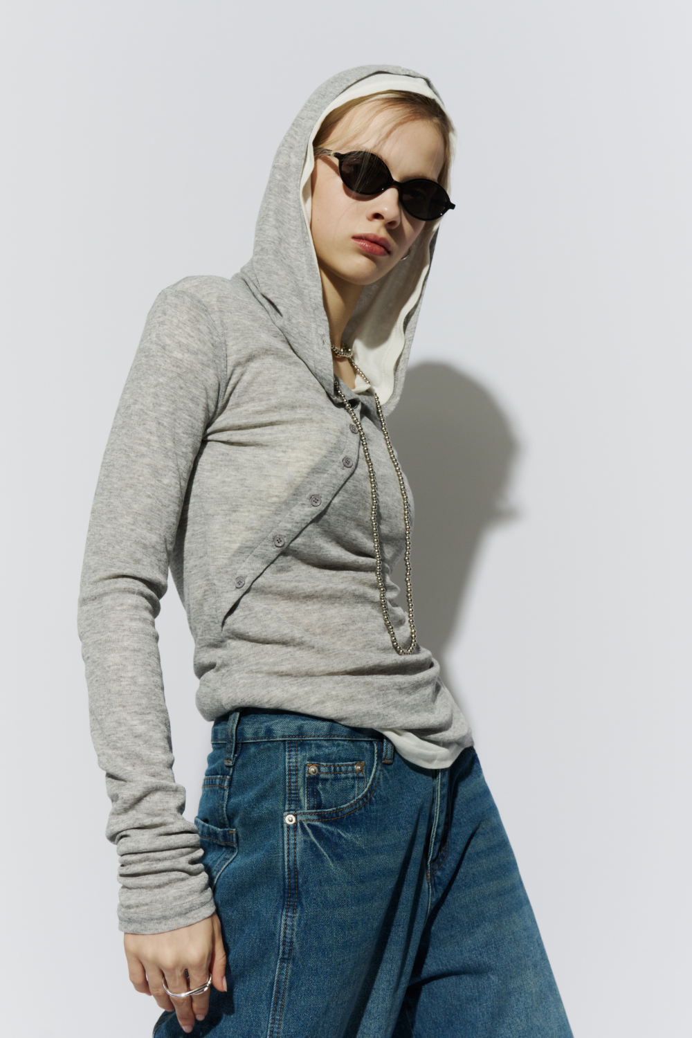 Sheer hoodie long tee