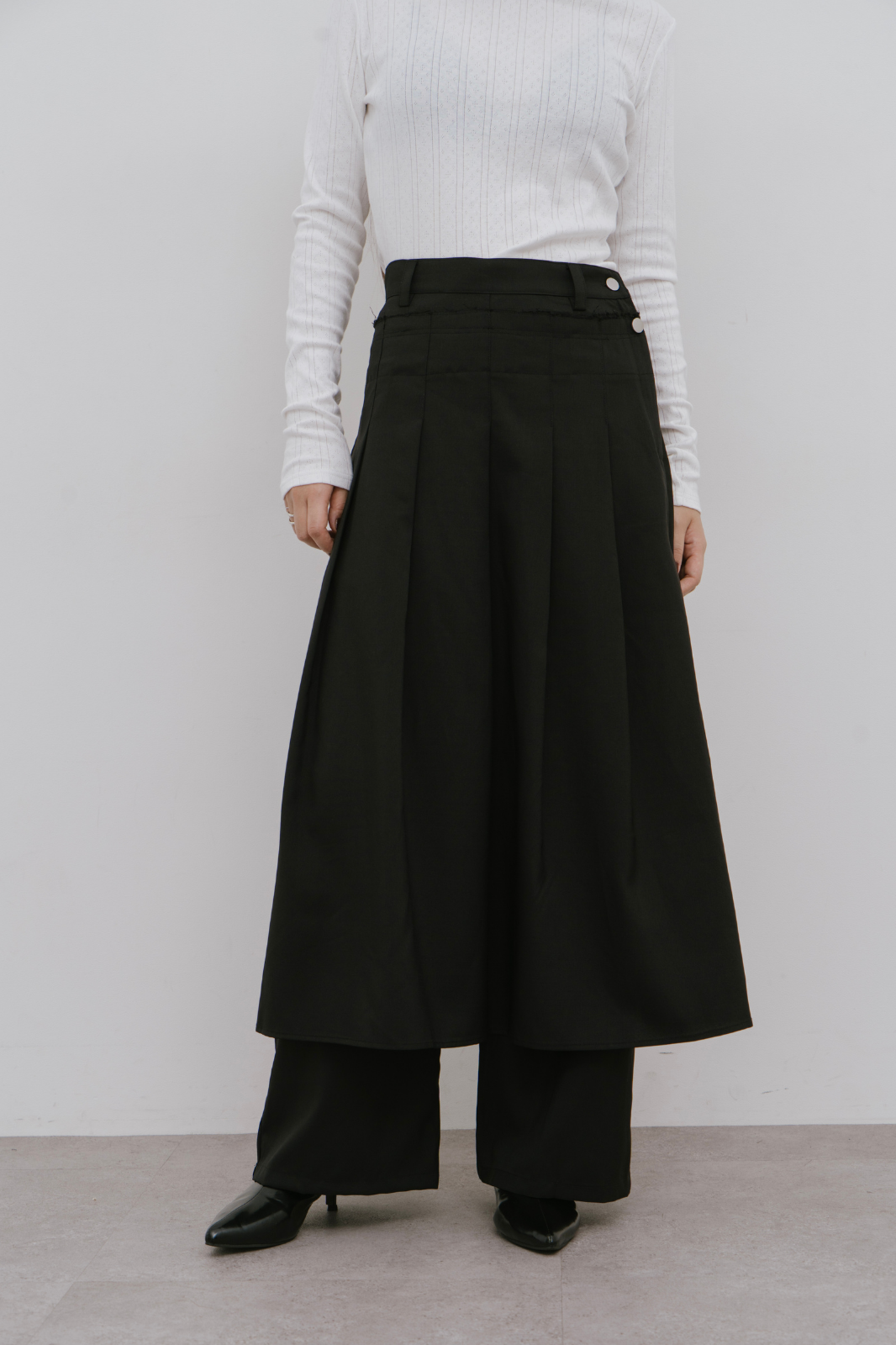 Skirt layered pants