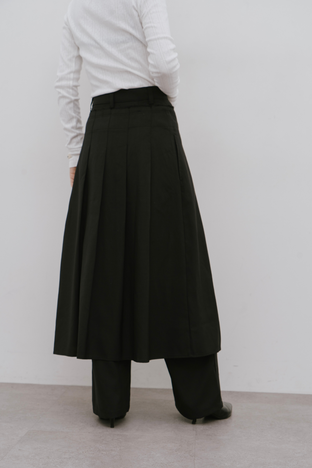 Skirt layered pants