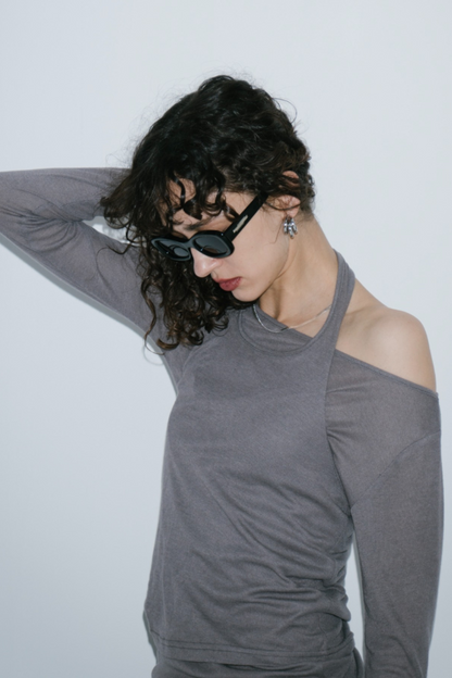 Halter layered sheer long T-Shirt