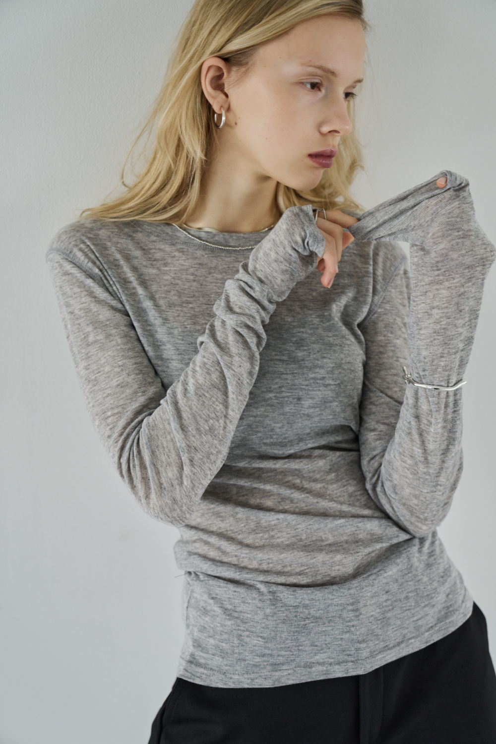 Sheer long sleeve tee