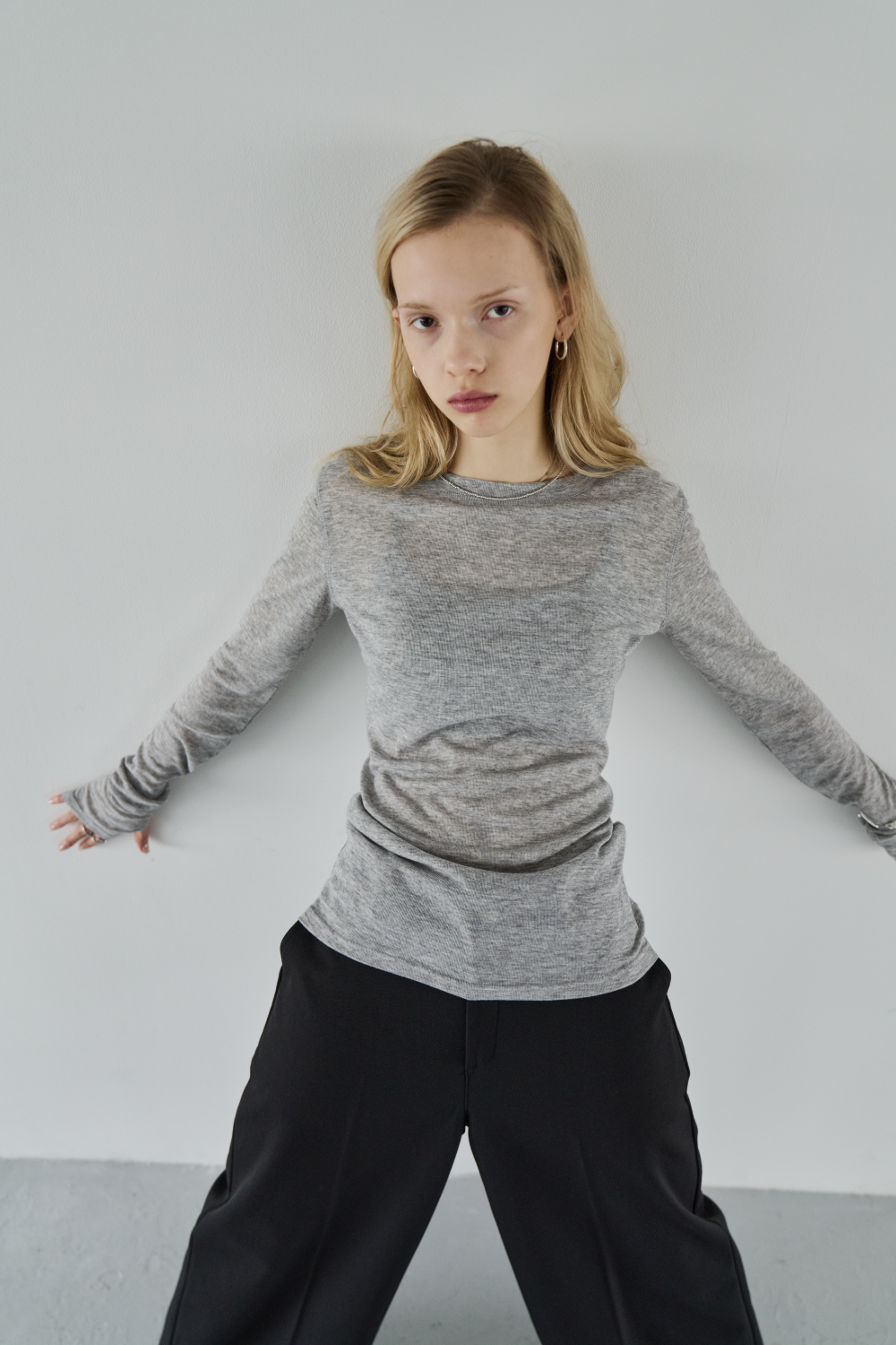 Sheer long sleeve tee