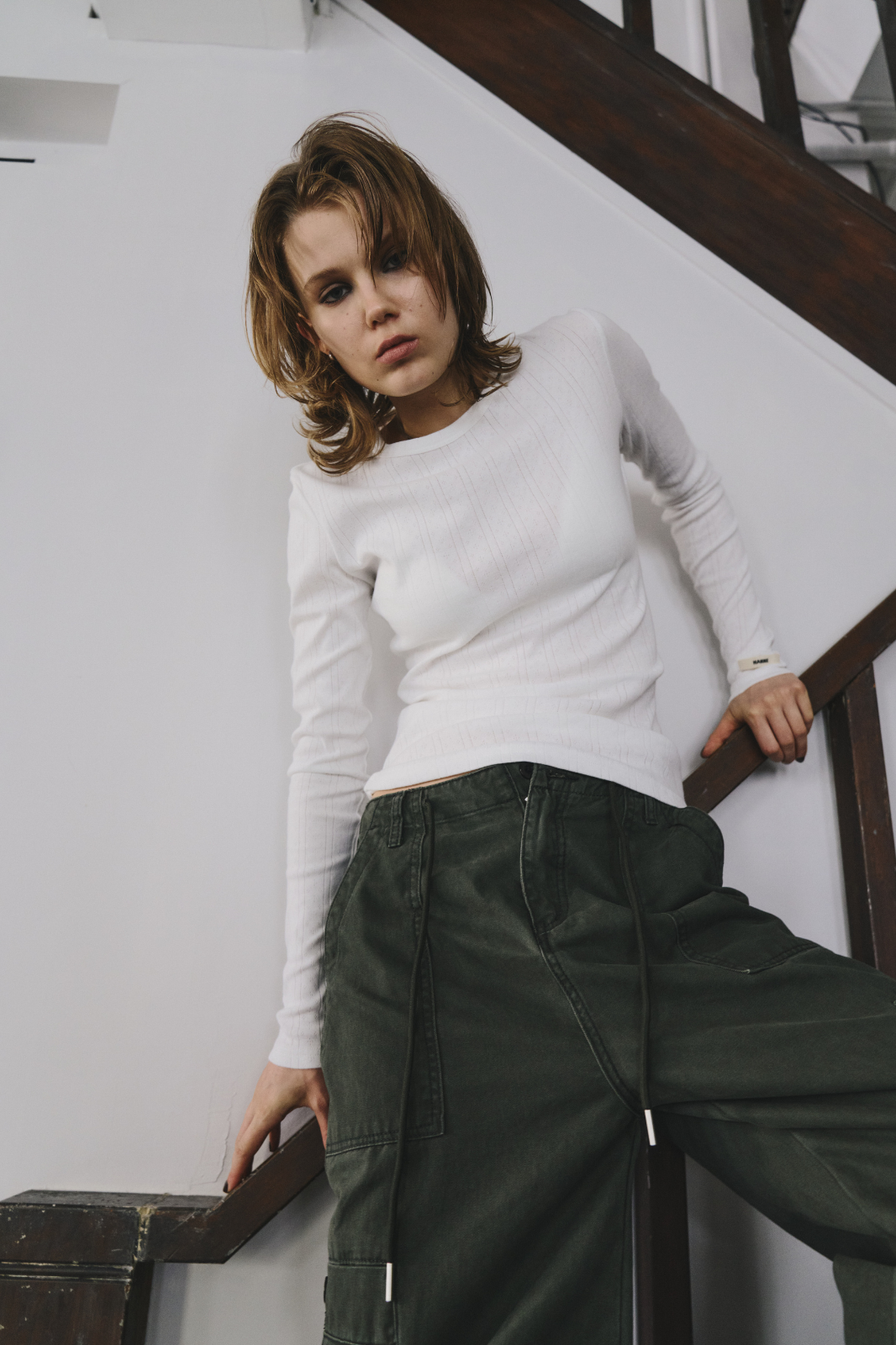 Eyelet long sleeve TEE