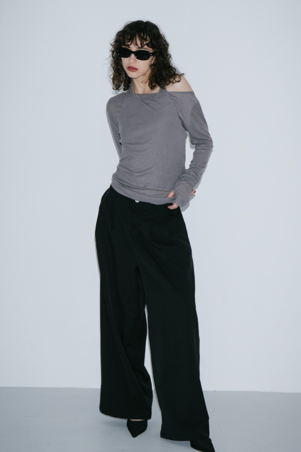 Halter layered sheer long T-Shirt