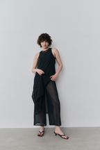Sheer dot layered all-in-one