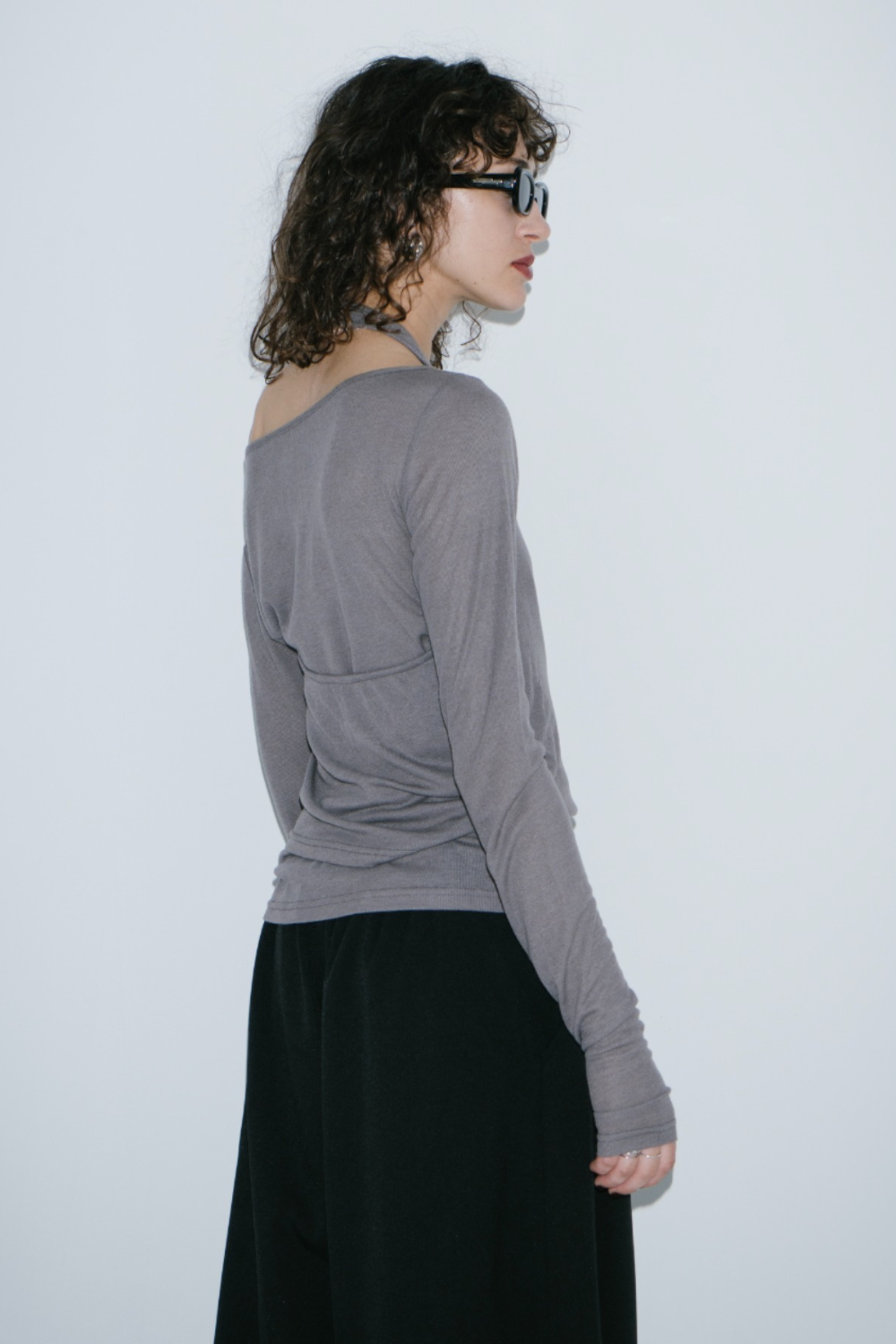 Halter layered sheer long T-Shirt