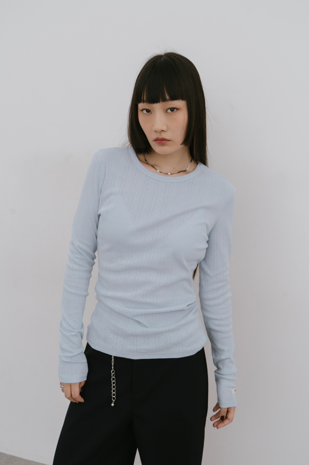 Eyelet long sleeve TEE