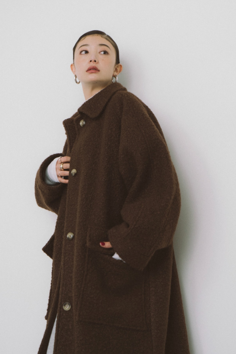 Boucle sten collar long coat