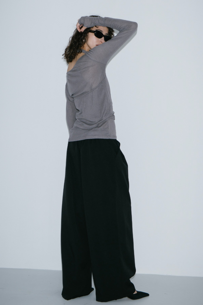 Halter layered sheer long T-Shirt