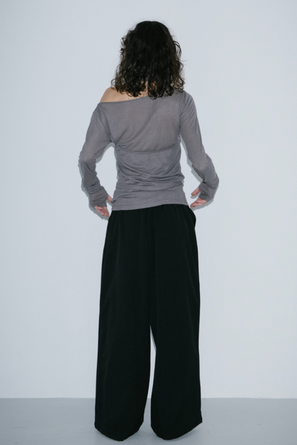 Halter layered sheer long T-Shirt