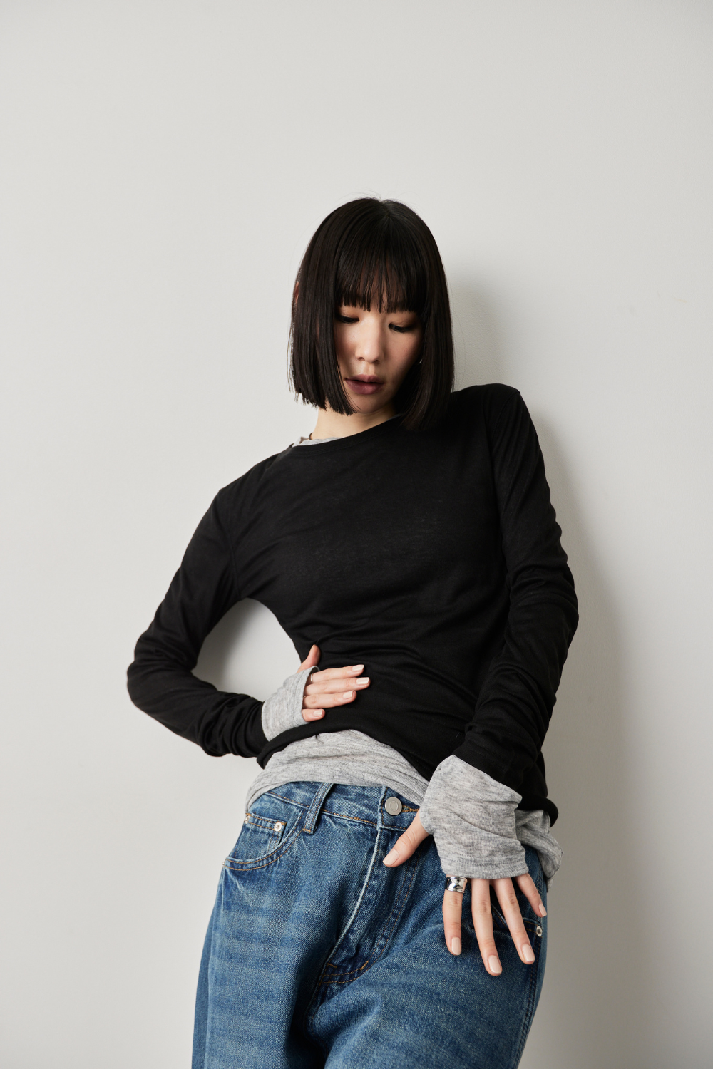 Sheer long sleeve tee