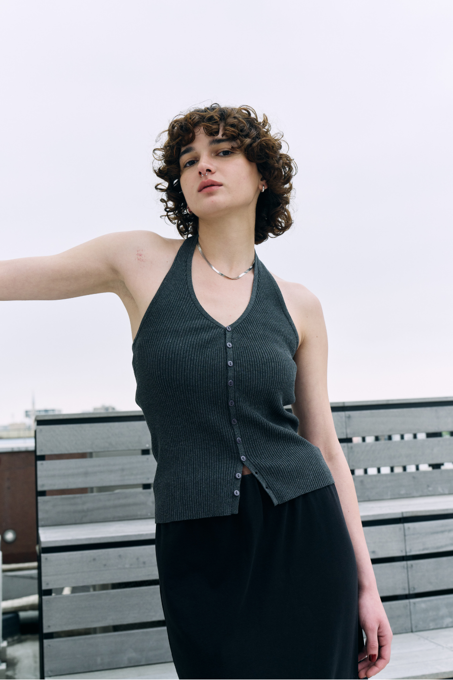 Halter neck knit vest
