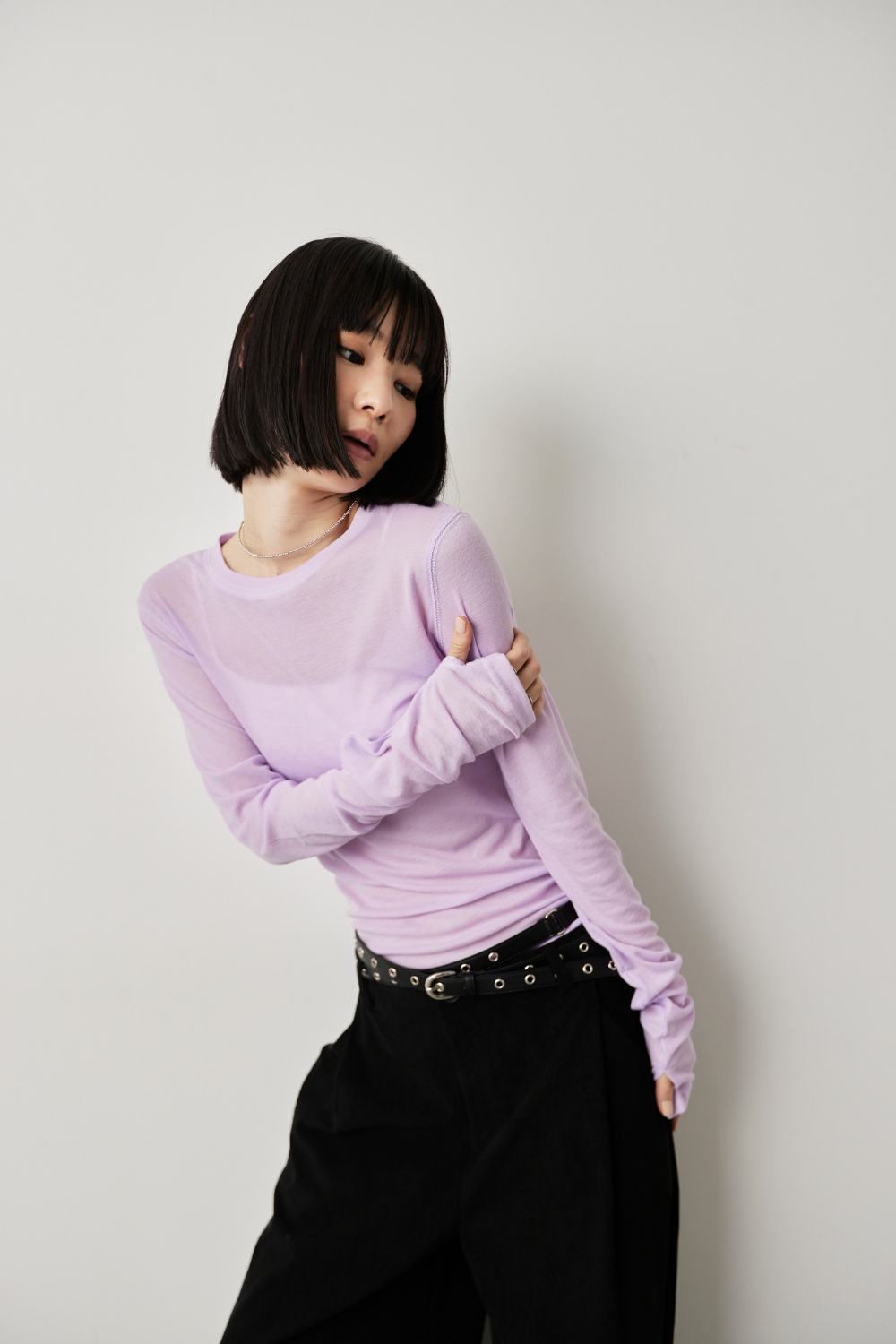 Sheer long sleeve tee