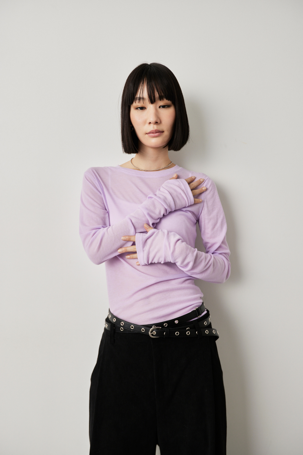 Sheer long sleeve tee