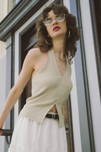 Halter neck knit vest