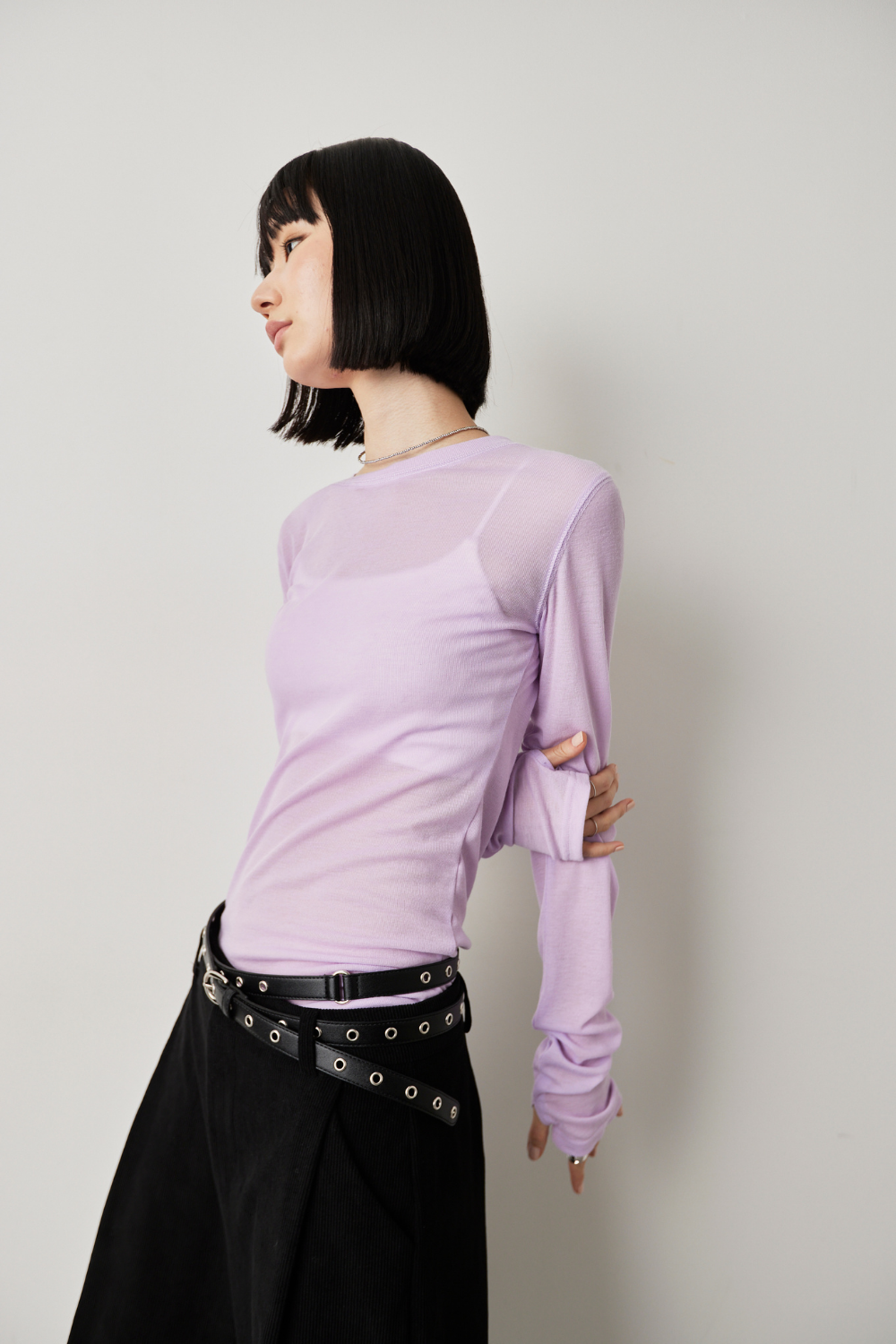 Sheer long sleeve tee