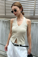 Halter neck knit vest