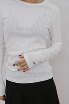 Eyelet long sleeve TEE
