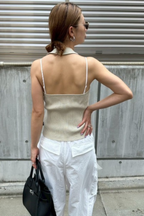 Halter neck knit vest