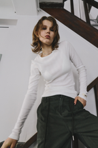 Eyelet long sleeve TEE