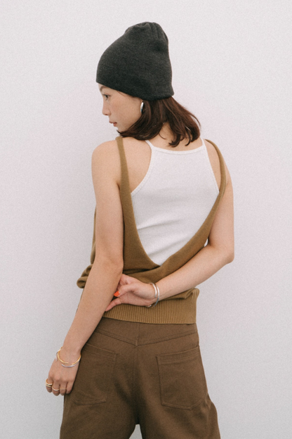 Open back knit tank