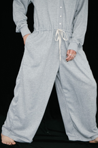 V-neck sweatshirt jumpsuit