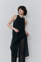 Sheer dot layered all-in-one