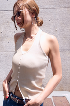Halter neck knit vest