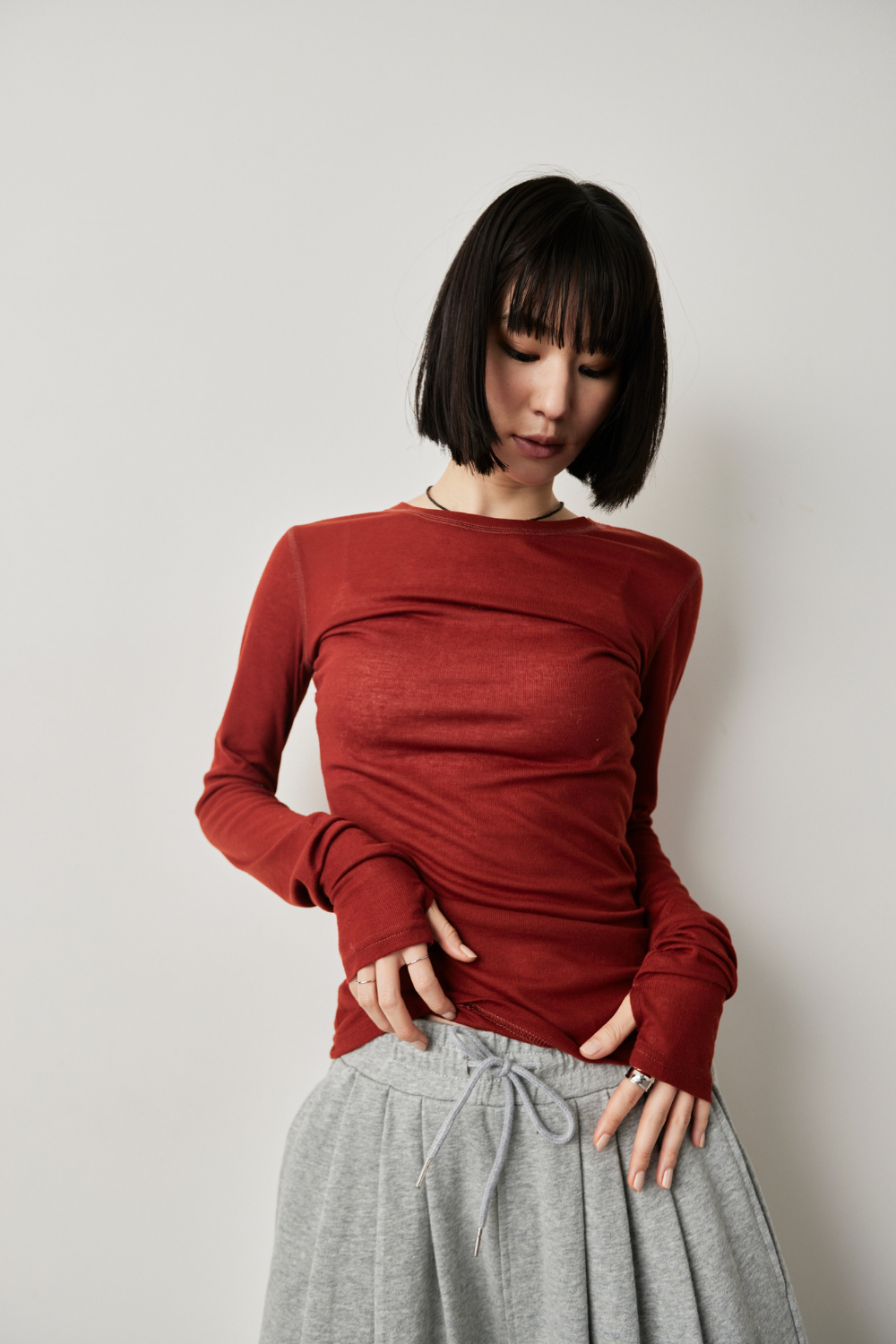 Sheer long sleeve tee