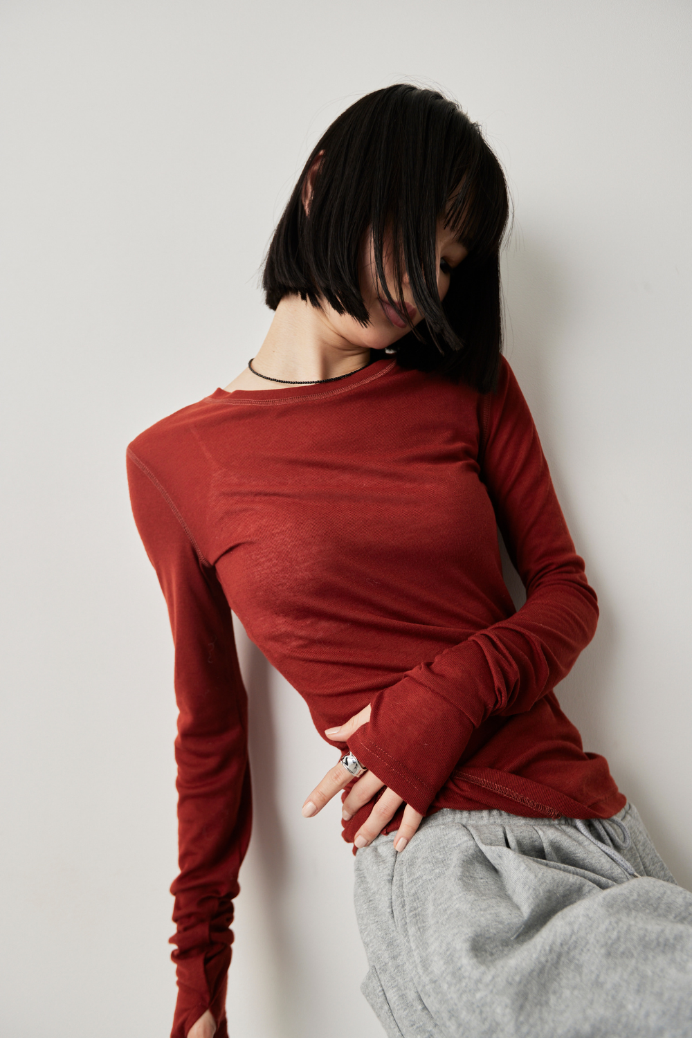 Sheer long sleeve tee