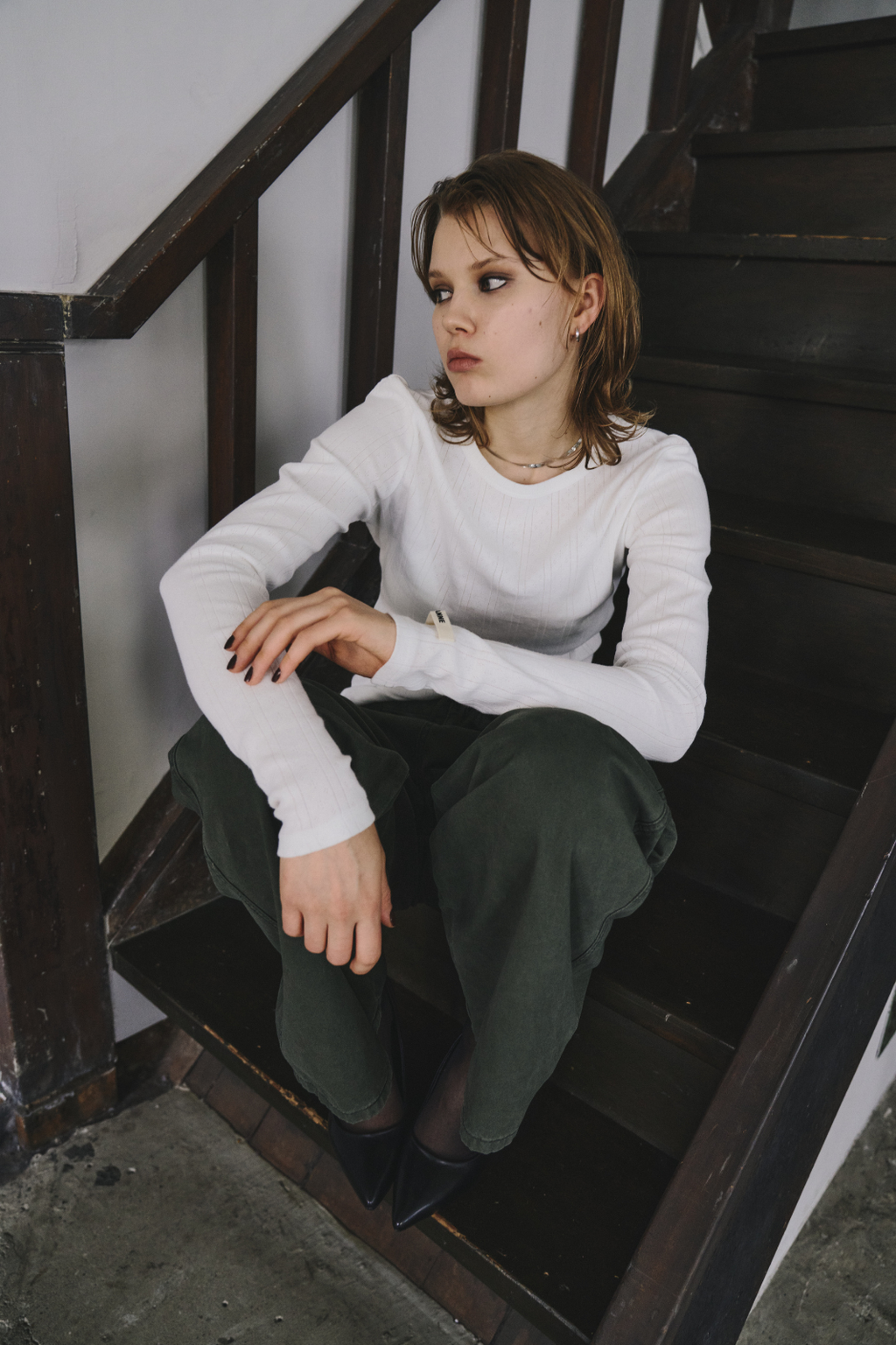 Eyelet long sleeve TEE