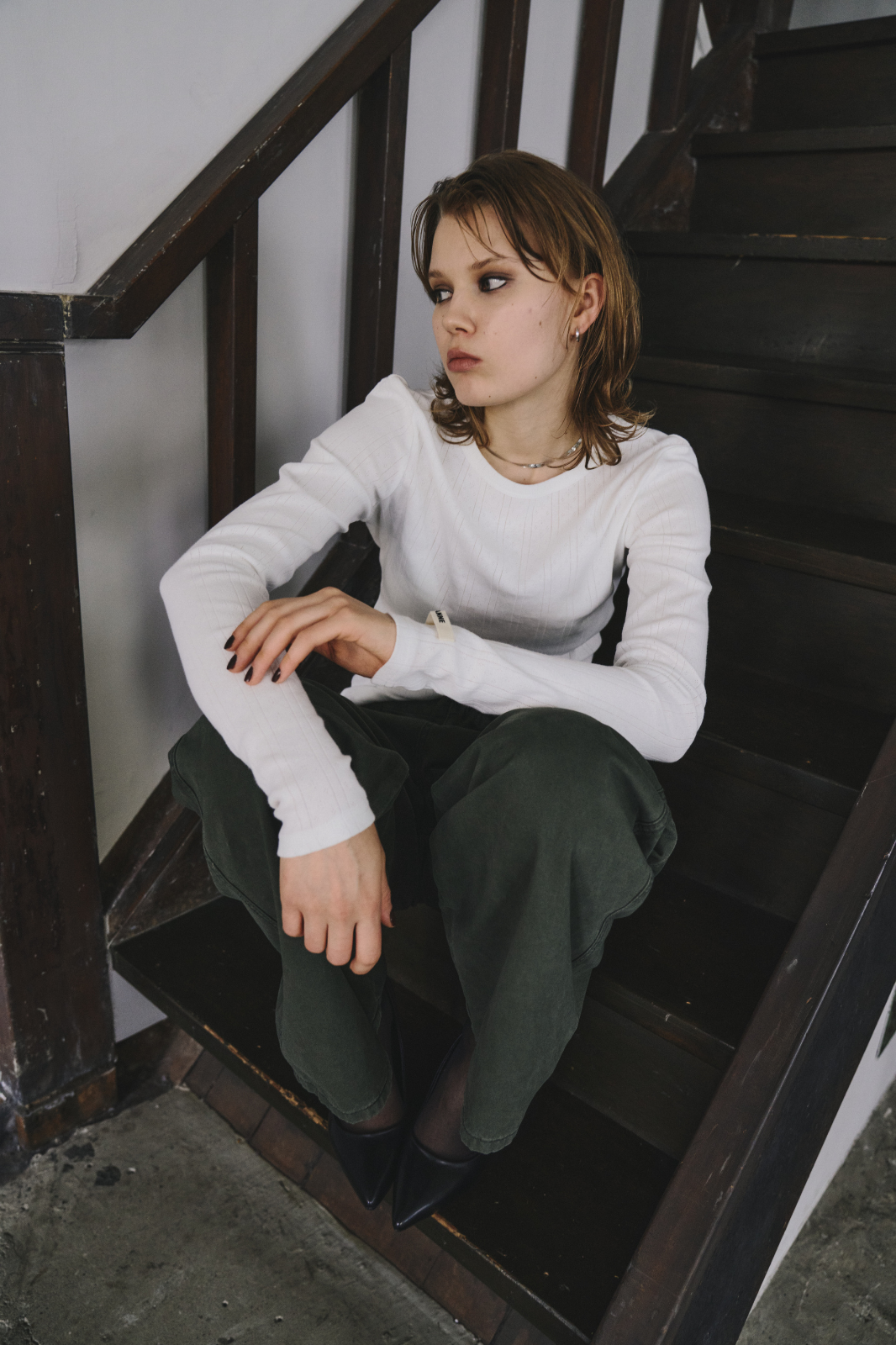 Eyelet long sleeve TEE