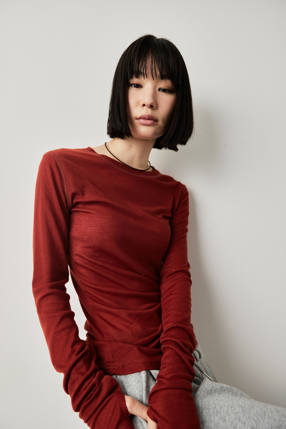 Sheer long sleeve tee