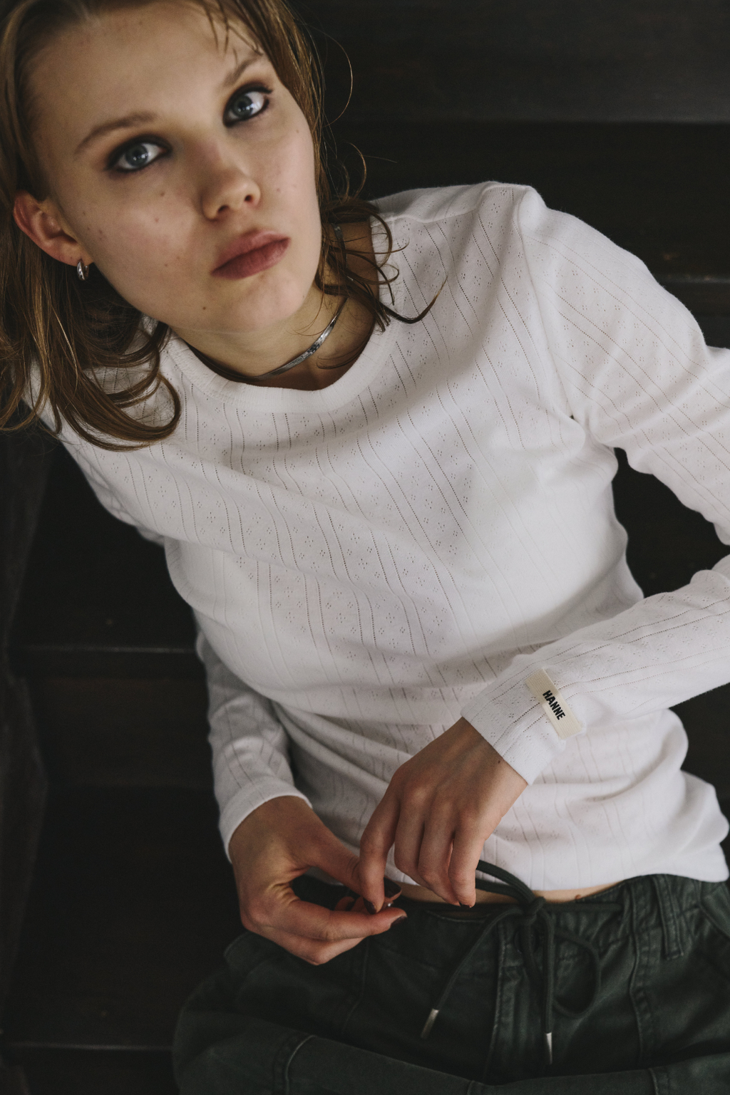 Eyelet long sleeve TEE
