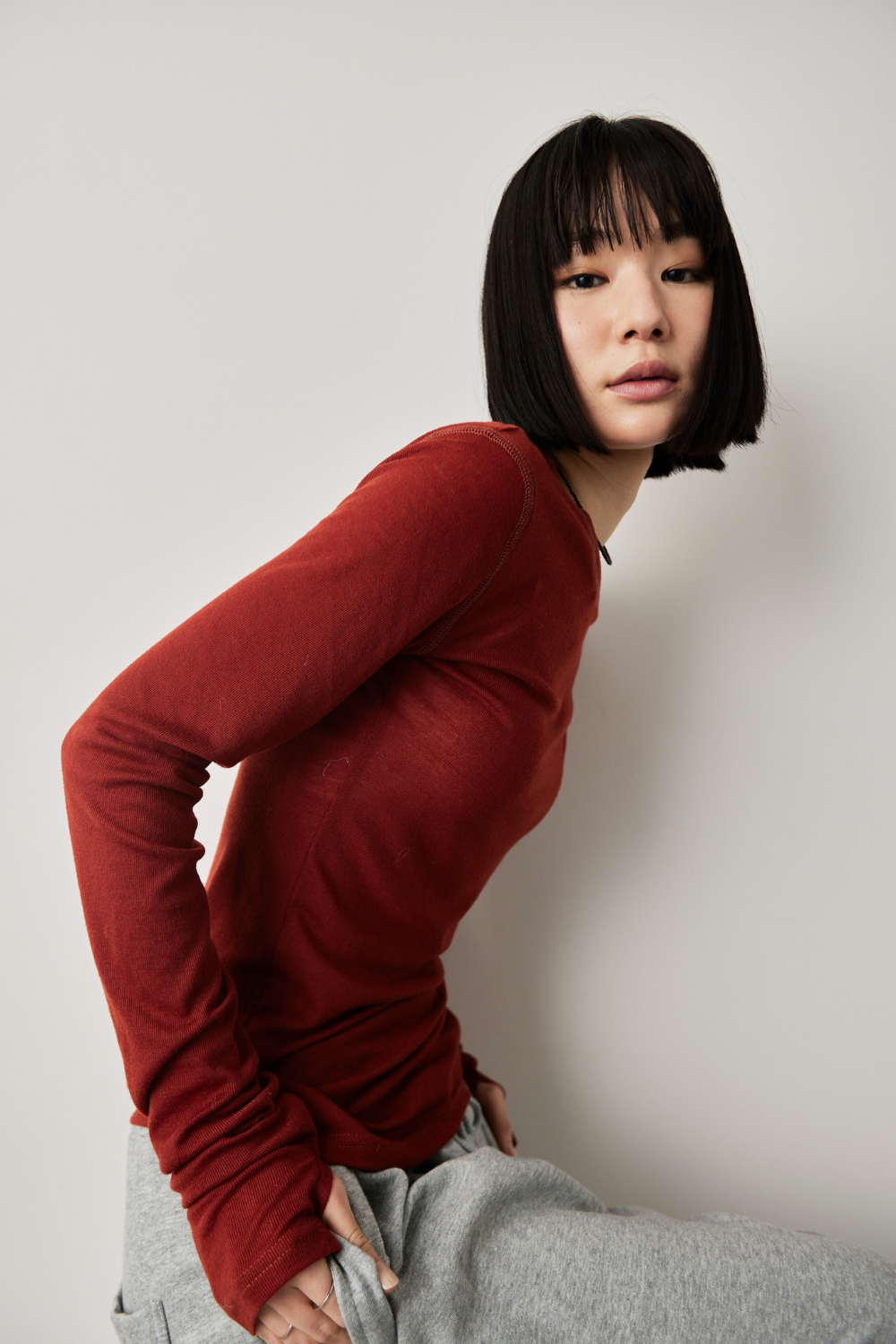 Sheer long sleeve tee