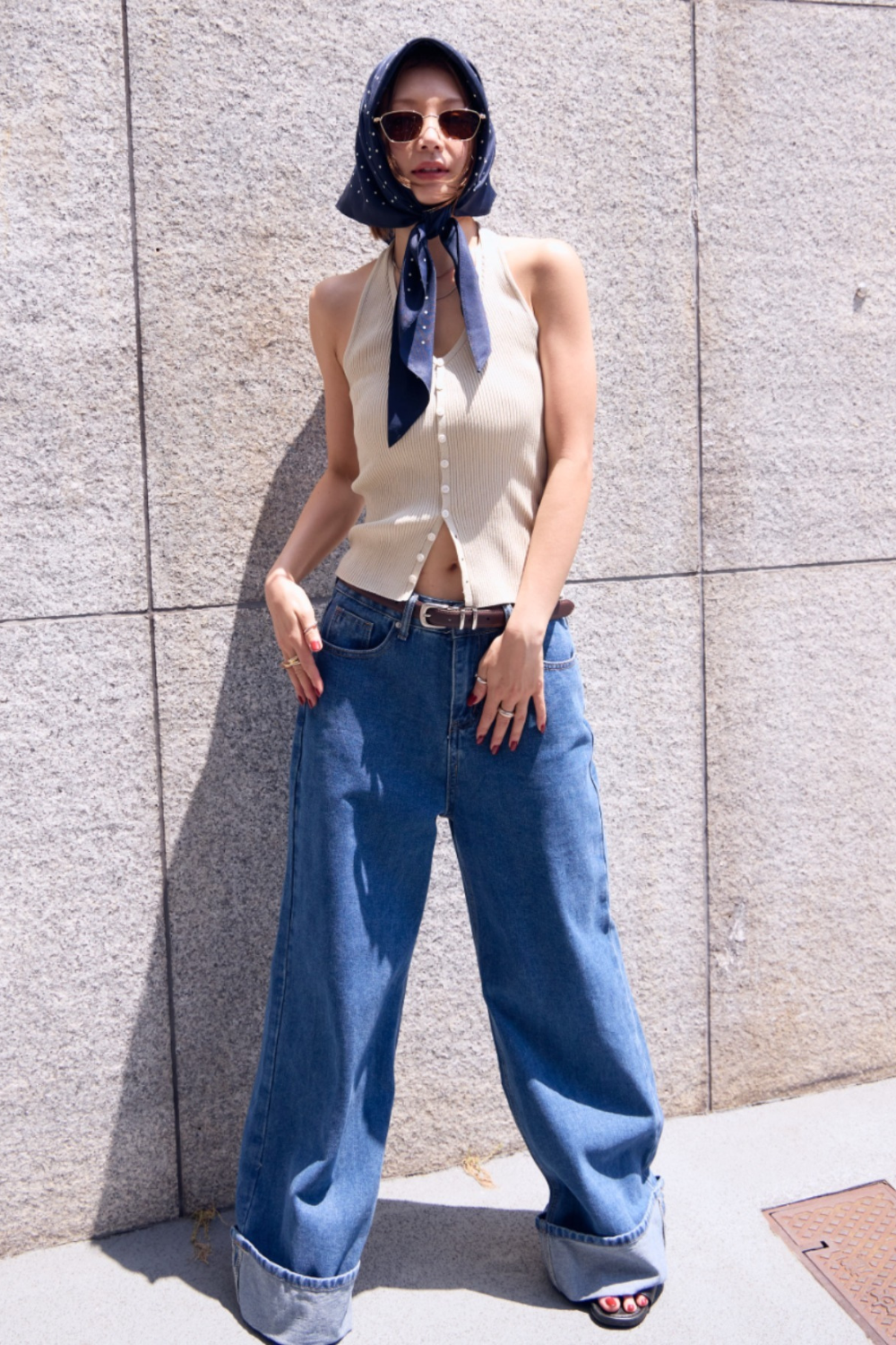 Halter neck knit vest