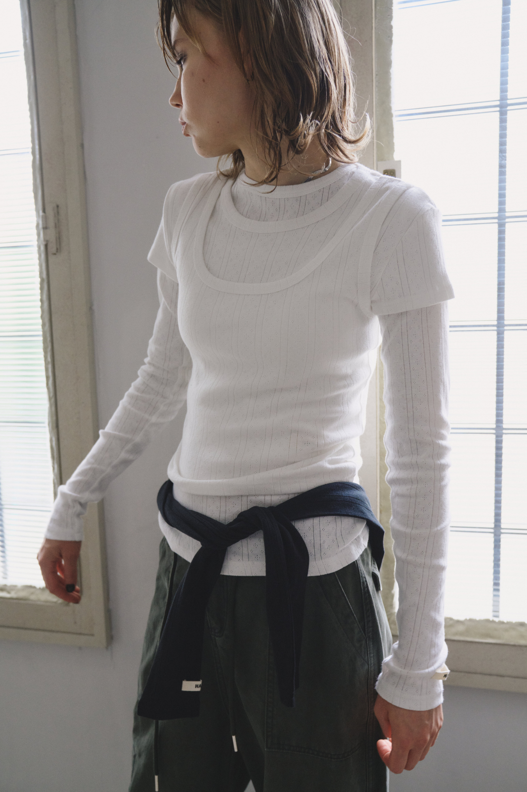 Eyelet long sleeve TEE