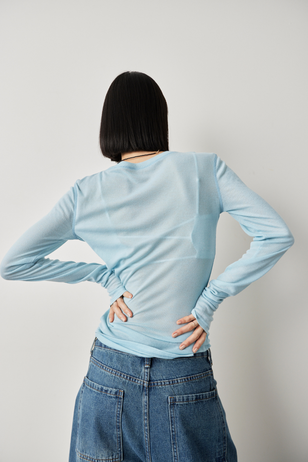 Sheer long sleeve tee