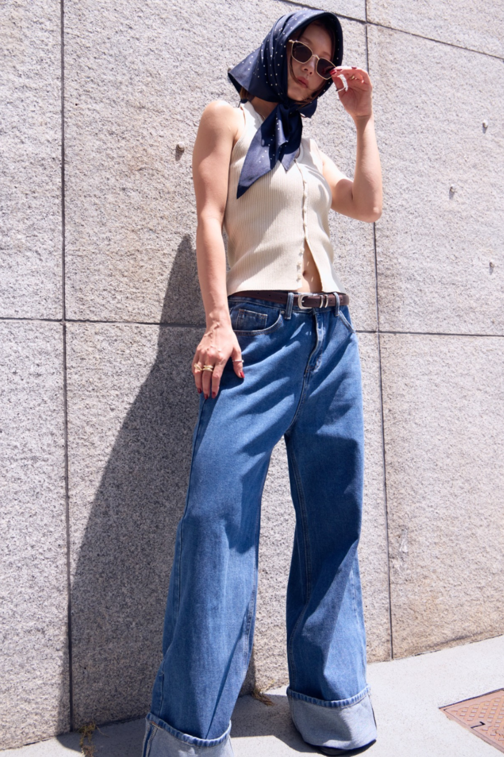 Halter neck knit vest