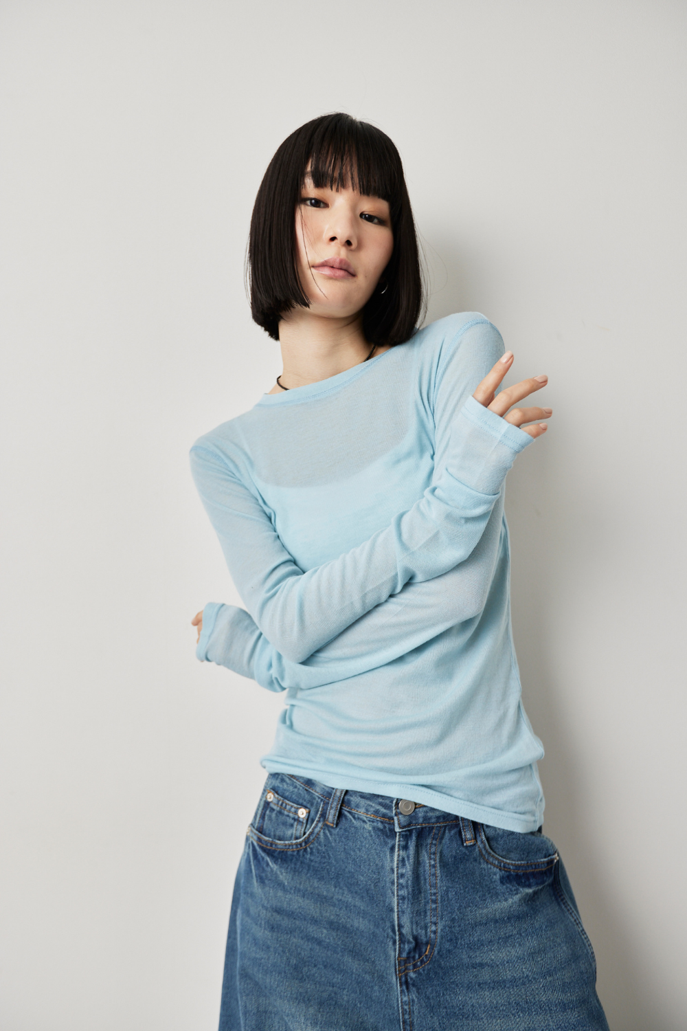 Sheer long sleeve tee