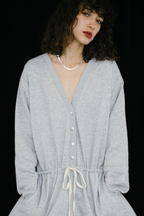 V-neck sweatshirt jumpsuit