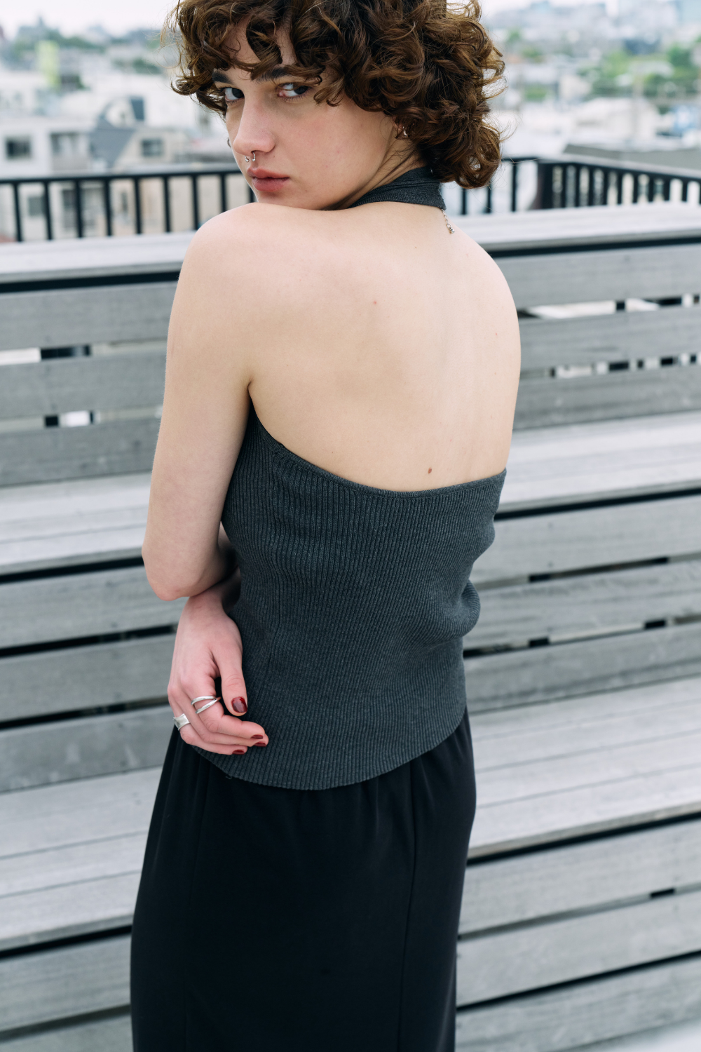 Halter neck knit vest