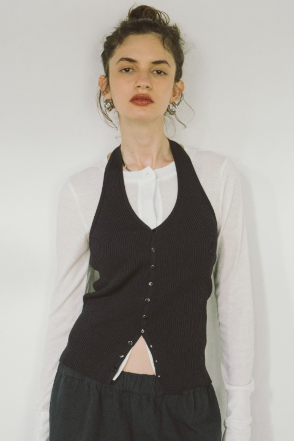 Halter neck knit vest